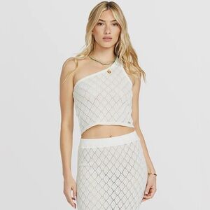 NWT Billabong Cream Salt Crystal Only You One Shoulder Top Sz S Spring Summer